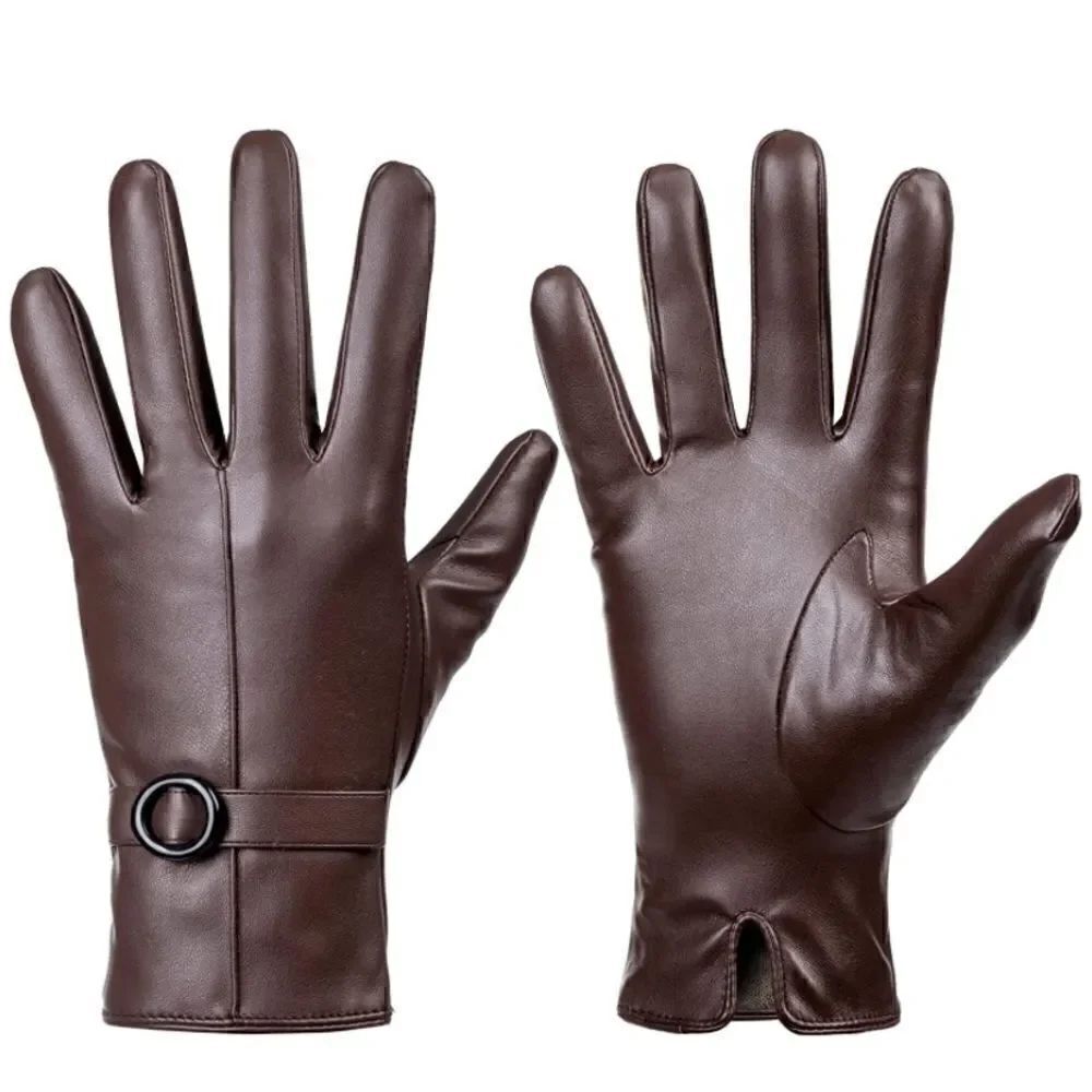 Winter Leather Gloves Brown 